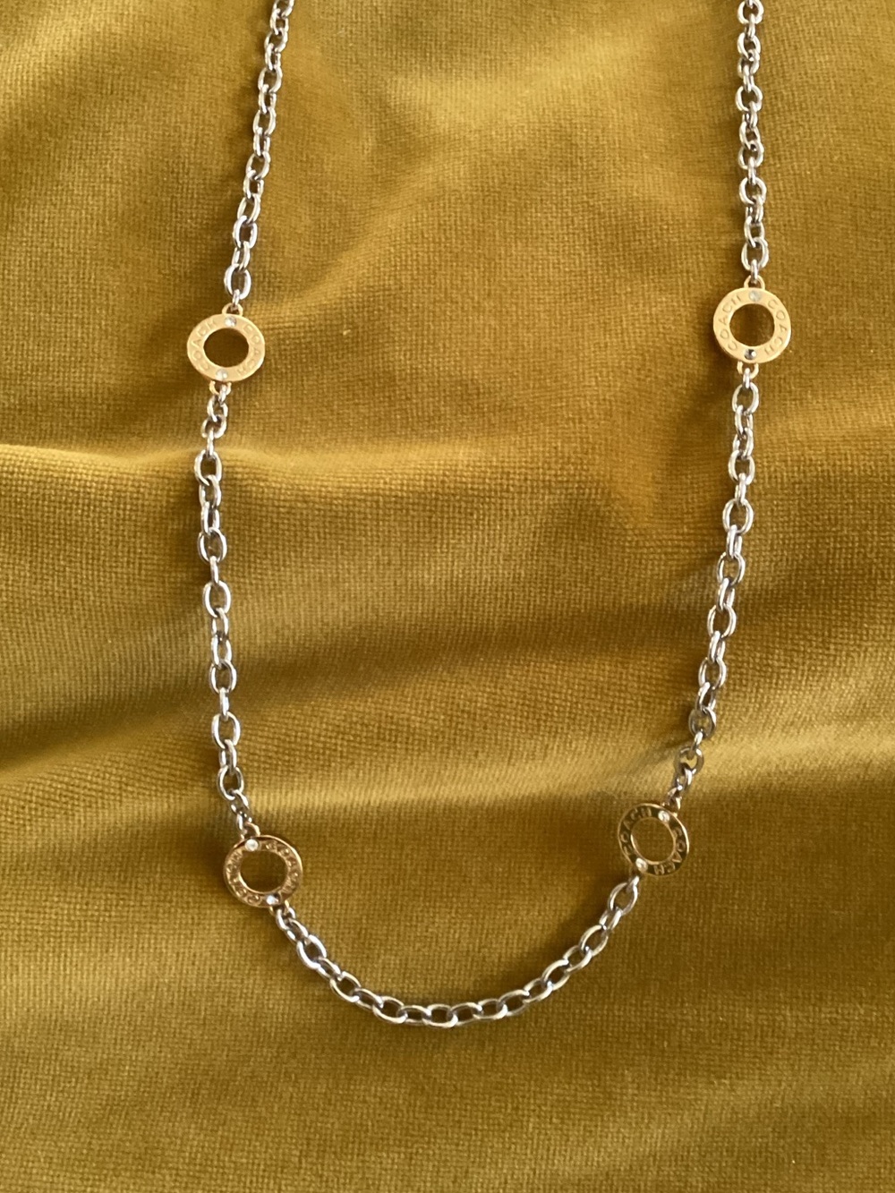 Coach Brand Gold and Silver Circle Link Necklace